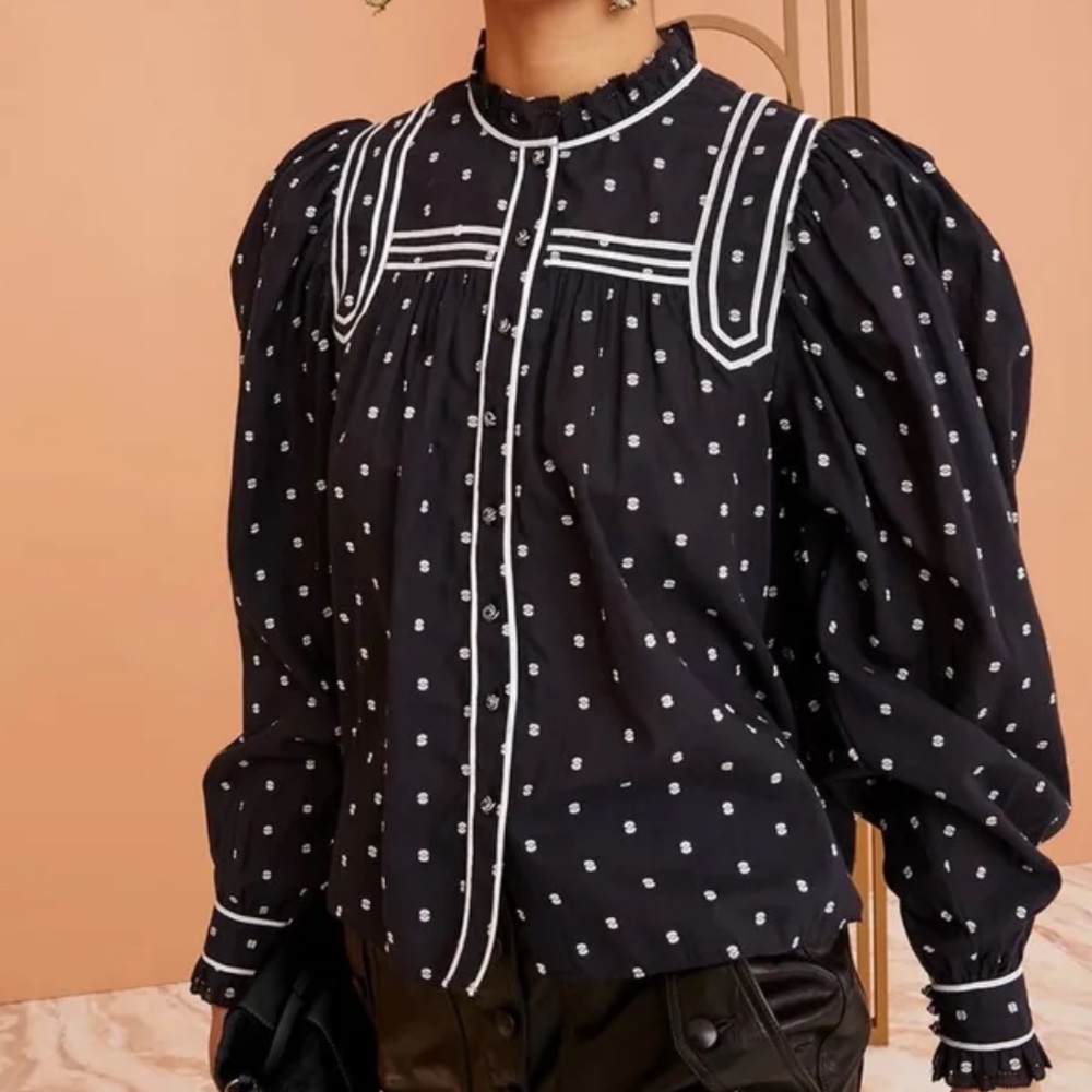 Ulla Johnson Abigail Blouse - Eclipse Dot Jacquar… - image 3